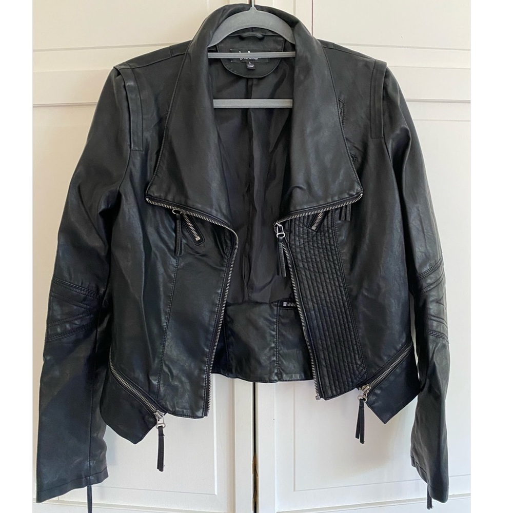 Lulus Black Vegan Leather Jacket - Size L